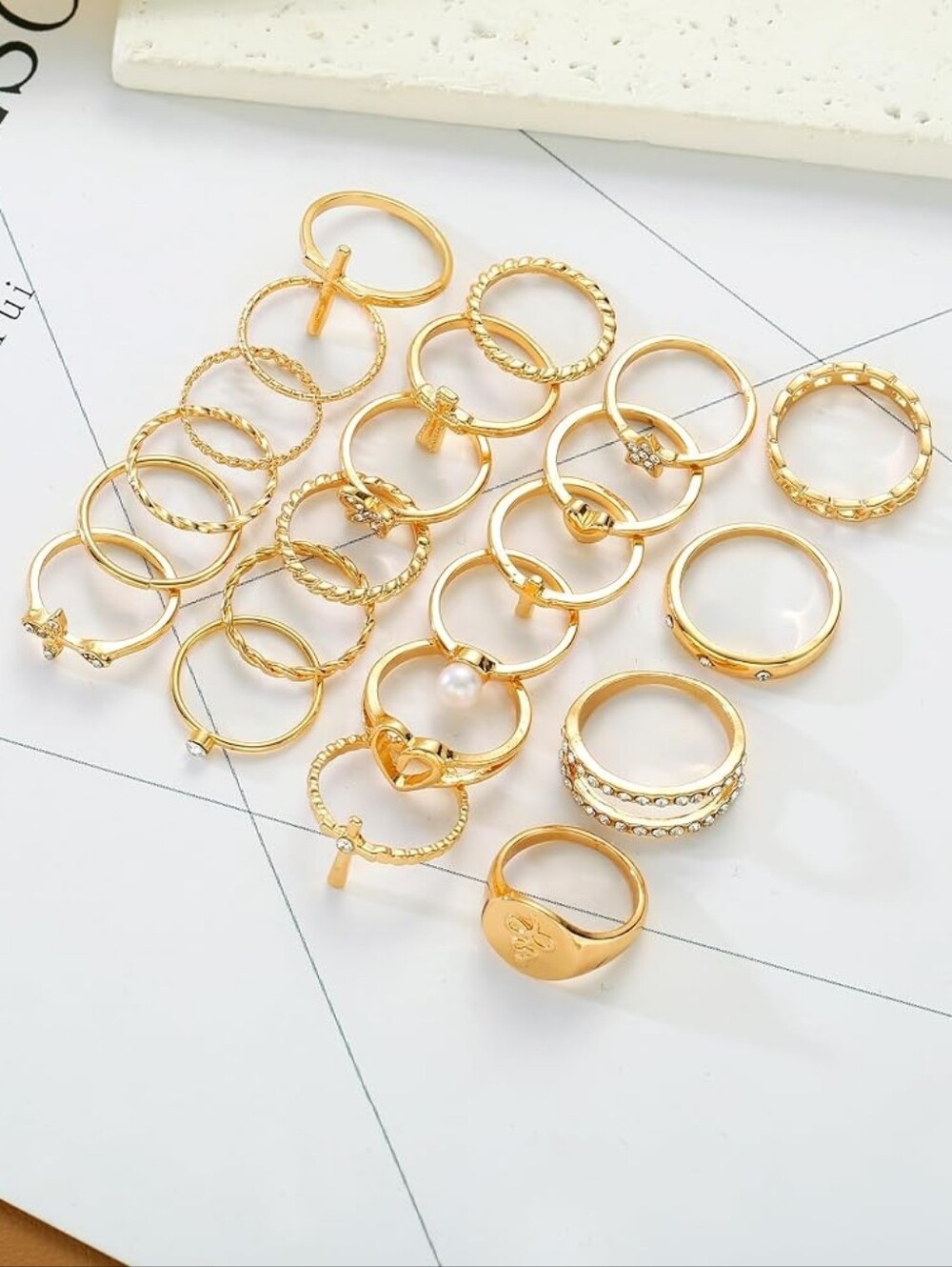 Gold Stackable Rings Set Gold Plated - Picture 5 of 6